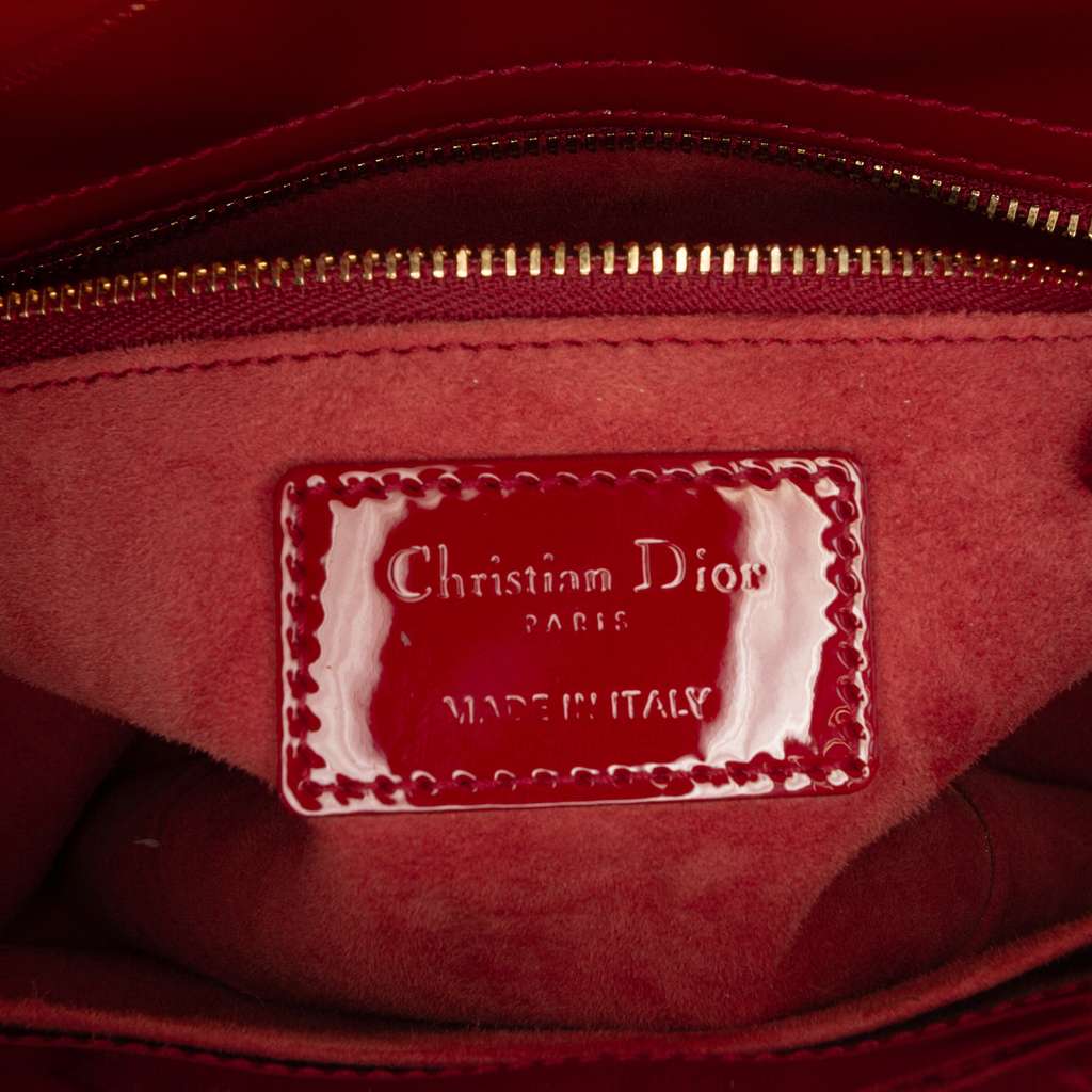 Dior Small Patent Cannage Lady Dior Red Leather Good condition - Box View