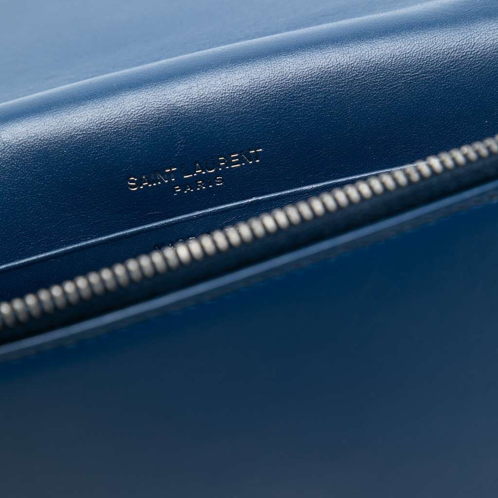 Saint Laurent Small Smooth Calfskin Monogram Kate Tassel Crossbody Blue Leather Good condition - Box View