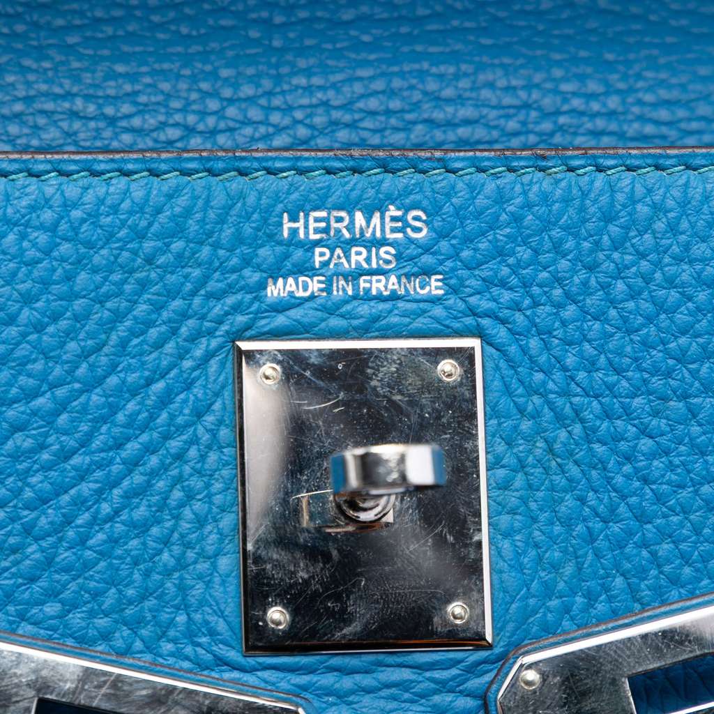 Hermès Togo Kelly II Retourne 35 Blue Leather Good condition - Box View