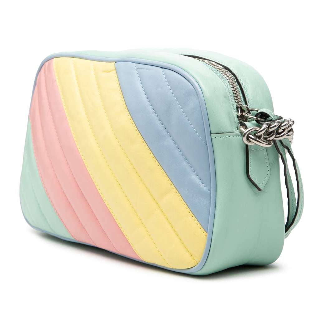 Gucci Small GG Marmont Diagonal Matelasse Leather Crossbody Blue Leather Good condition - Back View