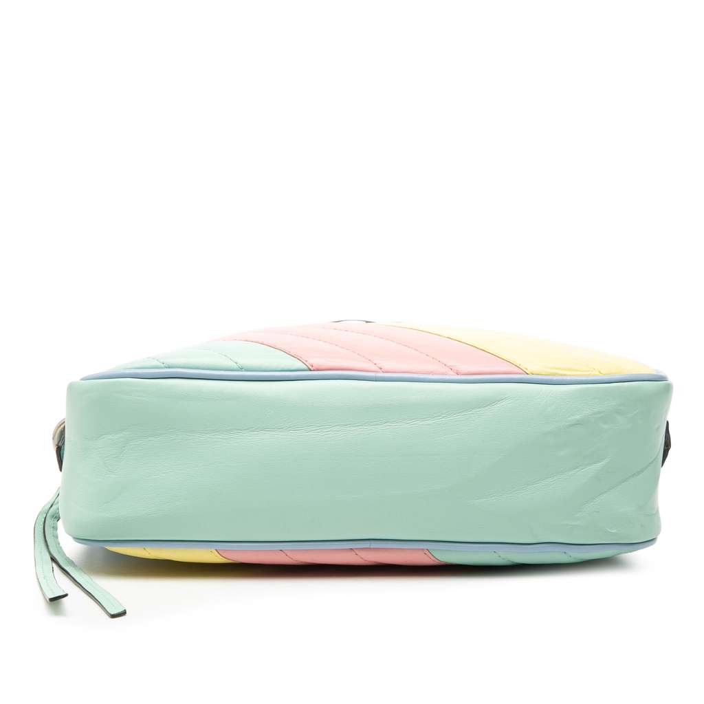 Gucci Small GG Marmont Diagonal Matelasse Leather Crossbody Blue Leather Good condition - Inside View