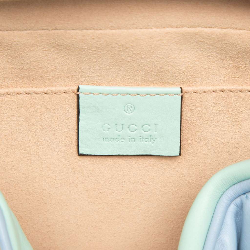 Gucci Small GG Marmont Diagonal Matelasse Leather Crossbody Blue Leather Good condition - Box View