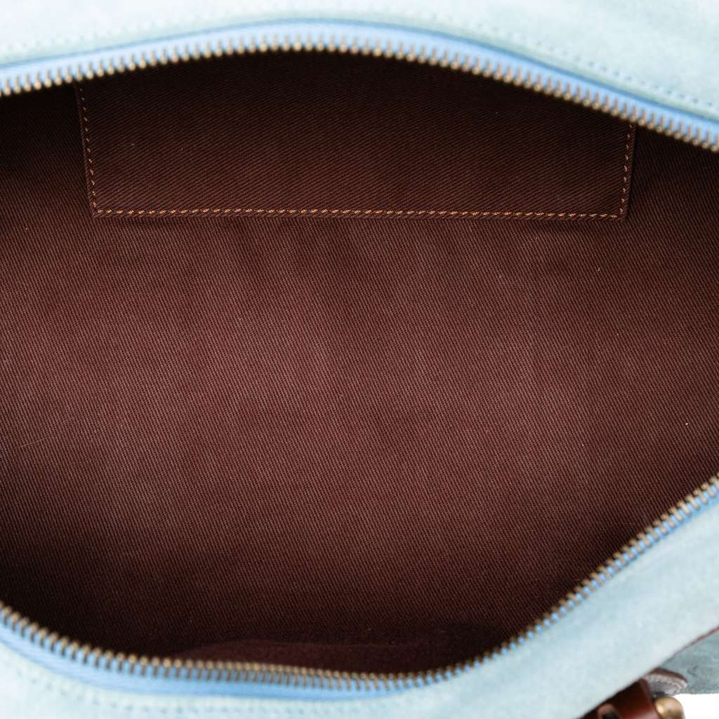 Celine C Macadam Suede Shoulder Bag Blue Leather Good condition - Model View