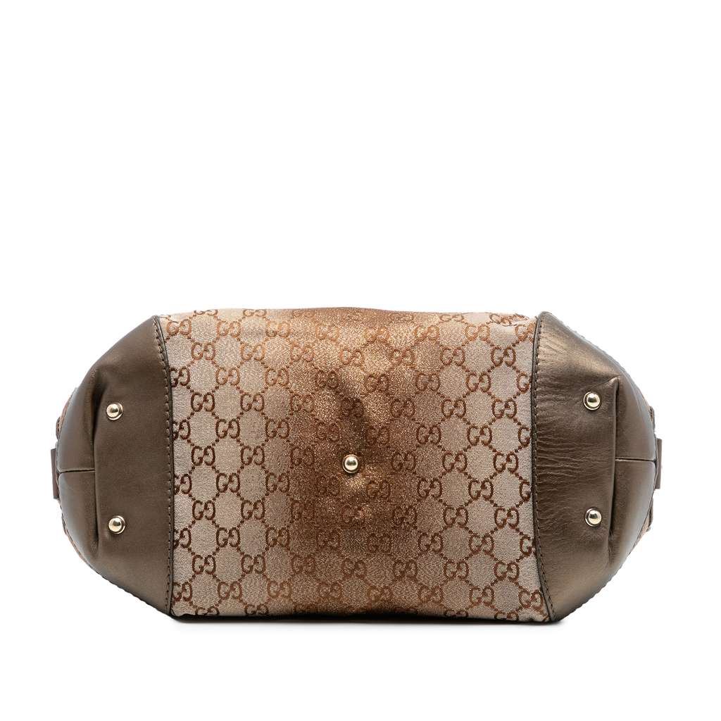 Gucci GG Lurex Heart Bit Satchel Brown Canvas Good condition - Inside View