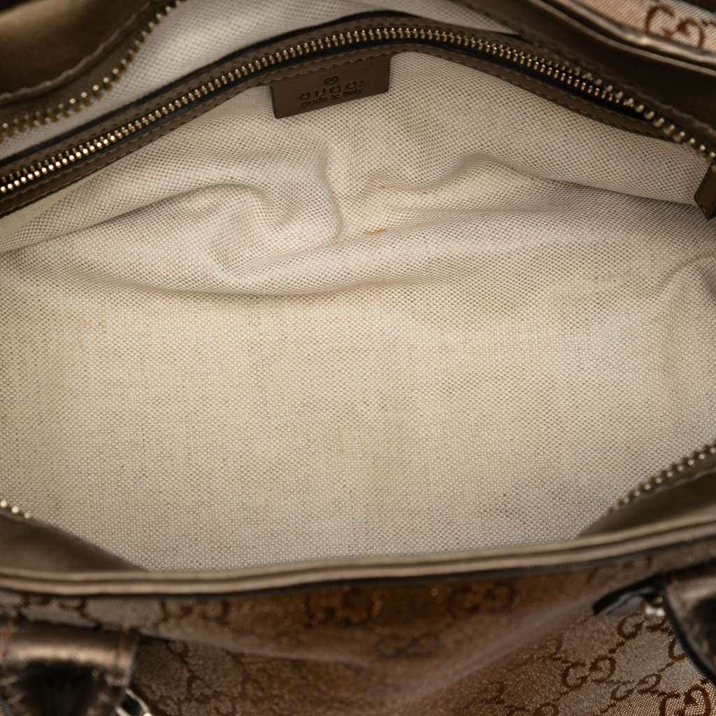 Gucci GG Lurex Heart Bit Satchel Brown Canvas Good condition - Model View