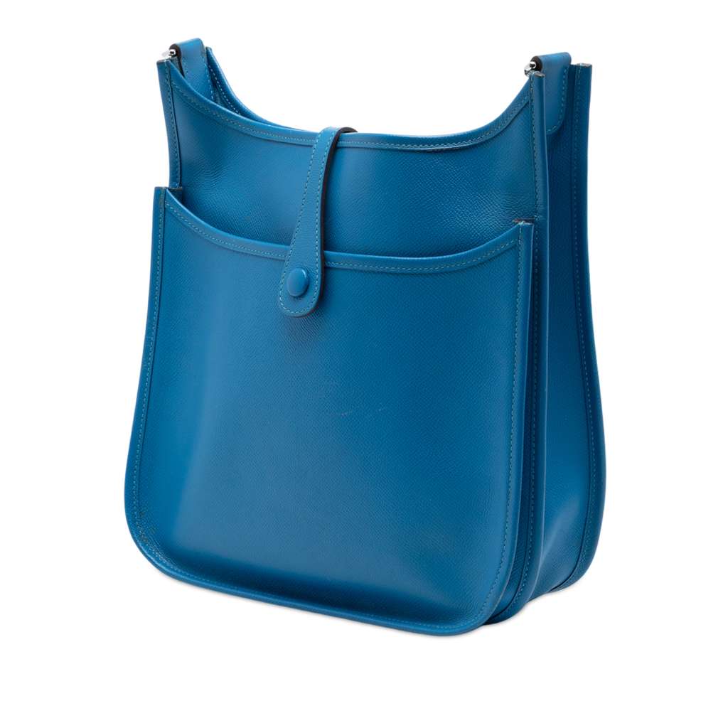 Hermès Epsom Evelyne III 29 Blue Leather Good condition - Back View