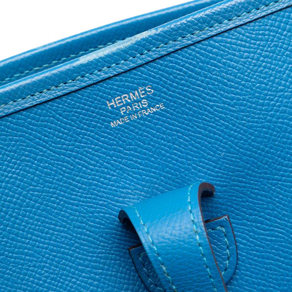 Hermès Epsom Evelyne III 29 Blue Leather Good condition - Box View