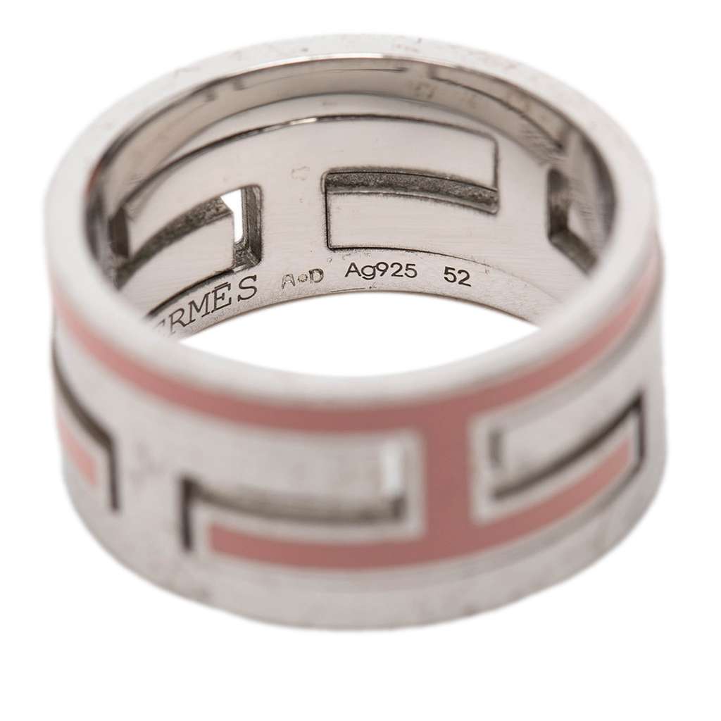 Hermès Sterling Silver Enamel Move H Ring Silver Silver Fair condition - Box View