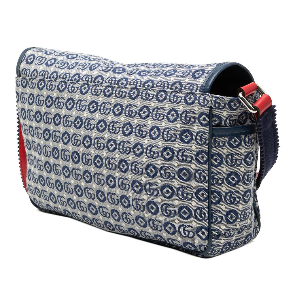 Gucci Kids GG Canvas Star Messenger Bag Blue Canvas Good condition - Back View
