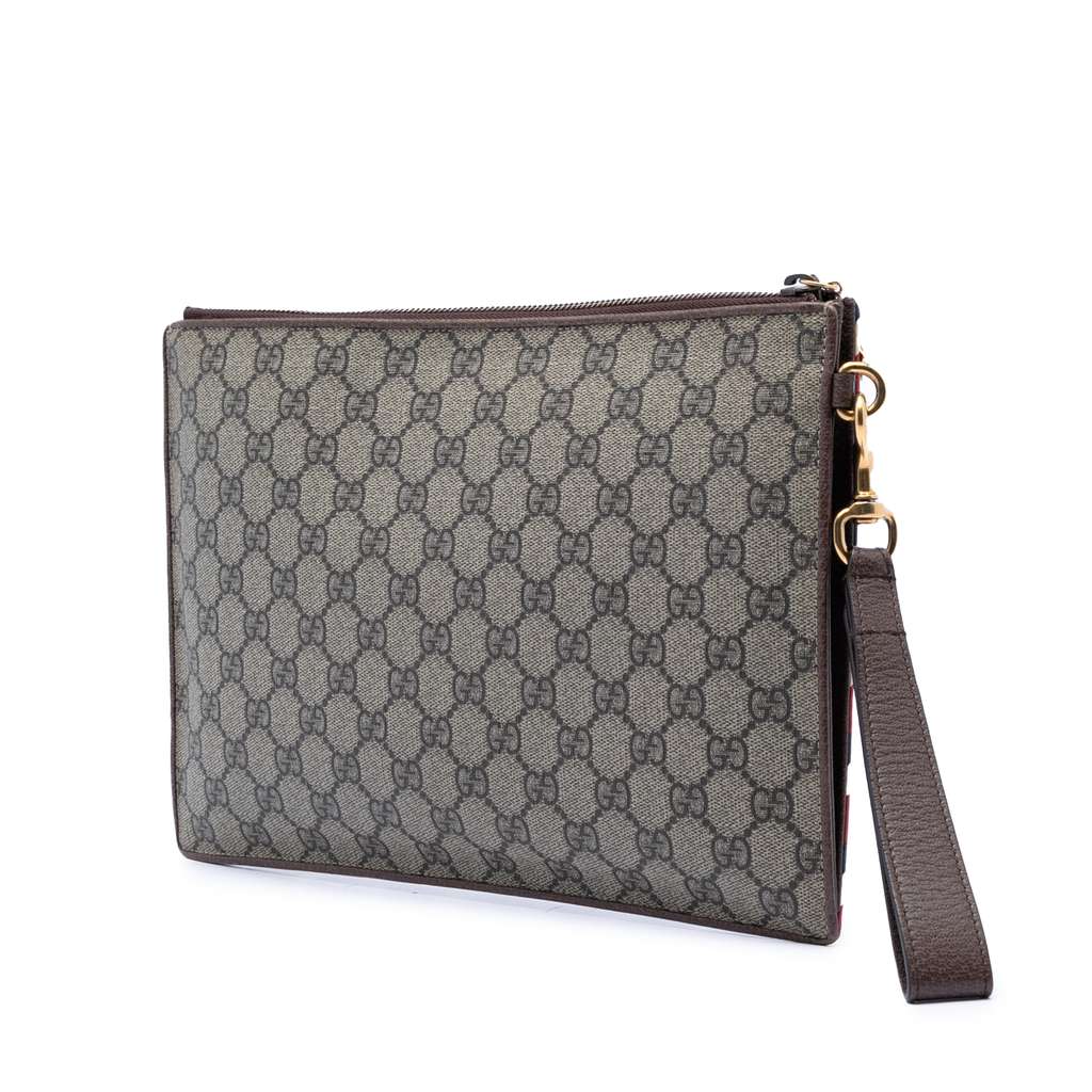 Gucci GG Supreme Courrier Clutch Brown Canvas Good condition - Back View