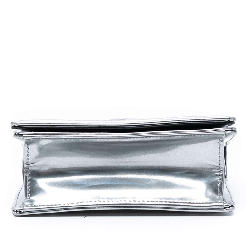 Dior Baby Metallic Patent Microcannage Diorama Flap Silver Leather Good condition - Inside View