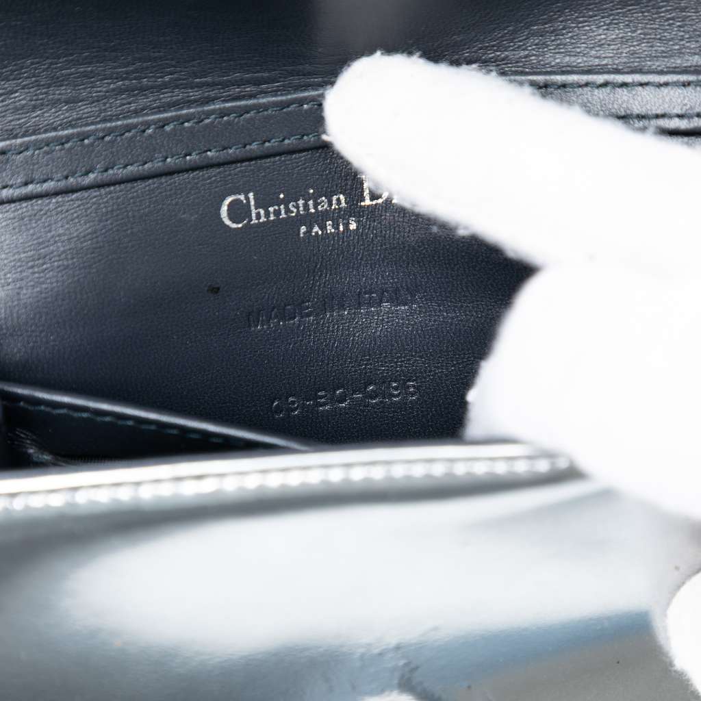 Dior Baby Metallic Patent Microcannage Diorama Flap Silver Leather Good condition - Box View