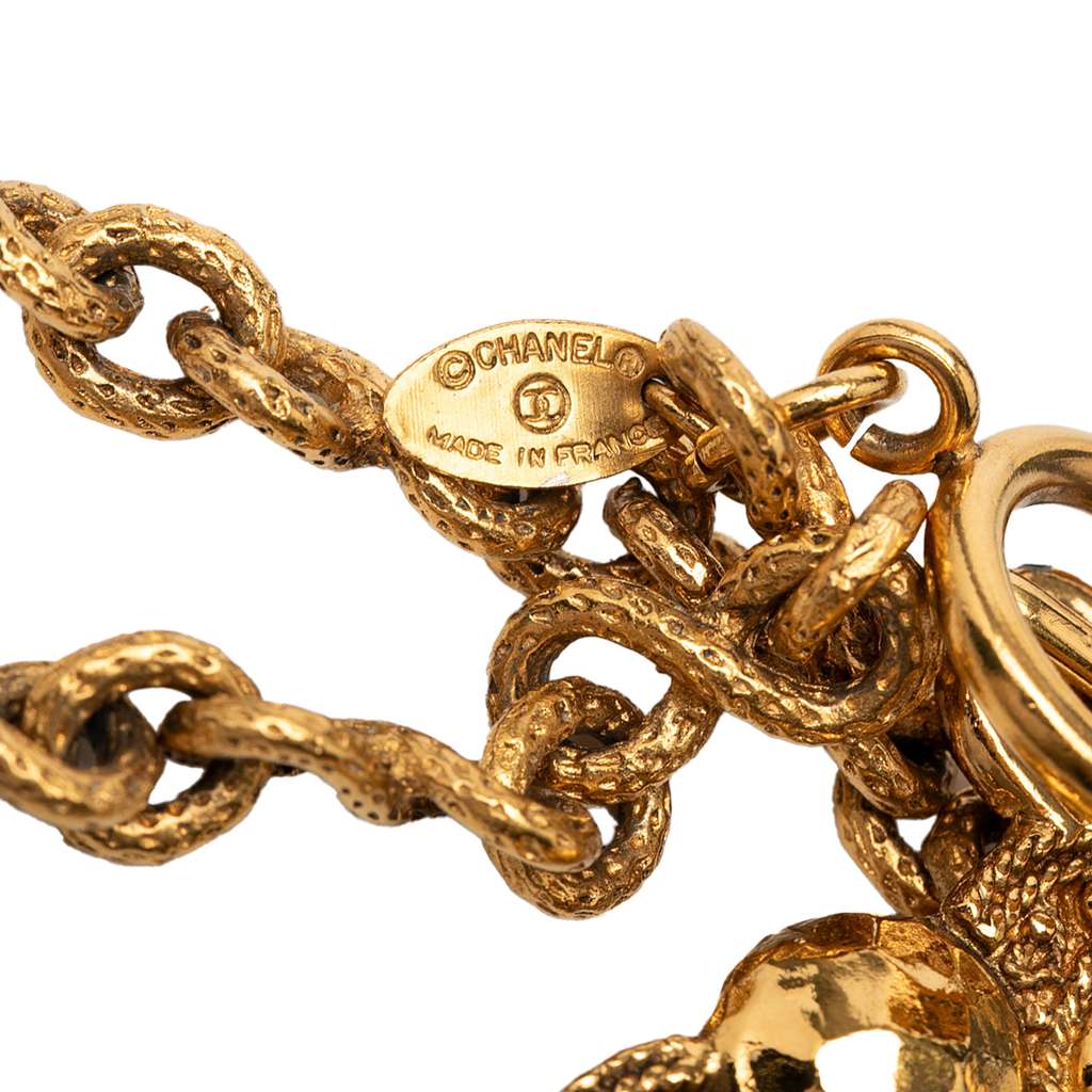 Chanel Gold Plated Faux Pearl Flower Pendant Necklace Gold Metal Good condition - Box View