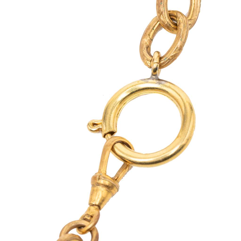 Chanel CC Gold Plated Gripoix Stamp Pendant Necklace Gold Metal Good condition - Back View