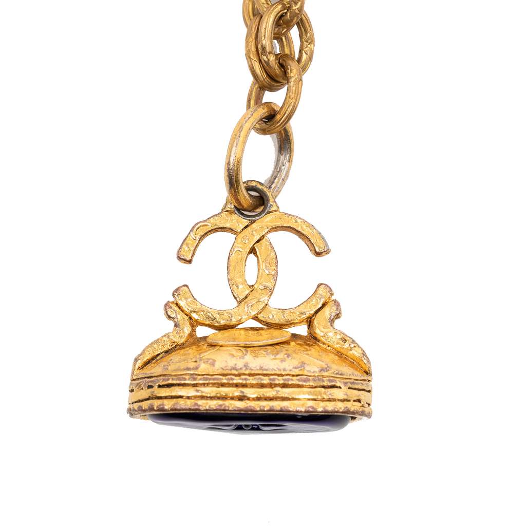 Chanel CC Gold Plated Gripoix Stamp Pendant Necklace Gold Metal Good condition - Inside View