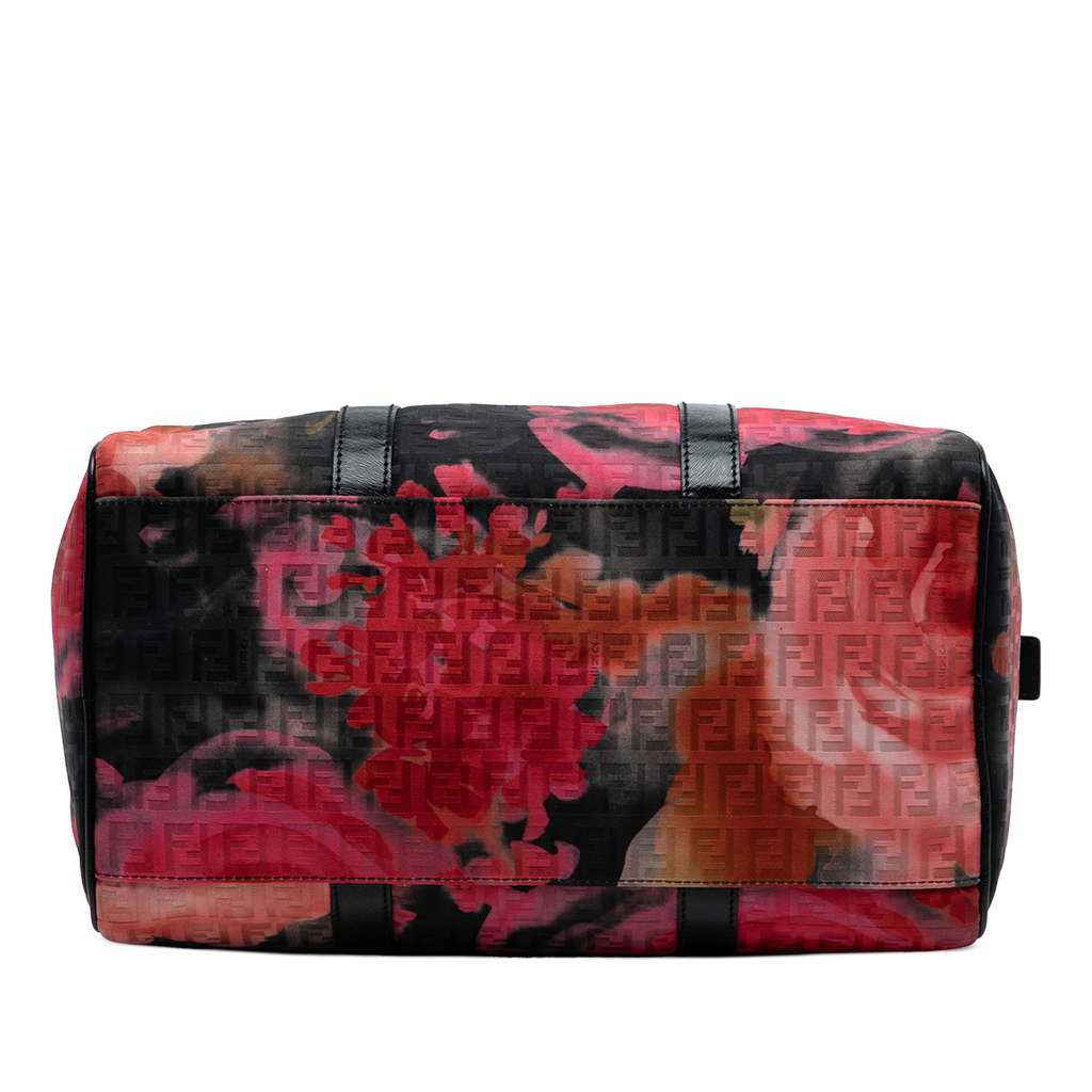 Fendi Zucchino Canvas Forever Floral Boston Bag Red Canvas Good condition - Inside View