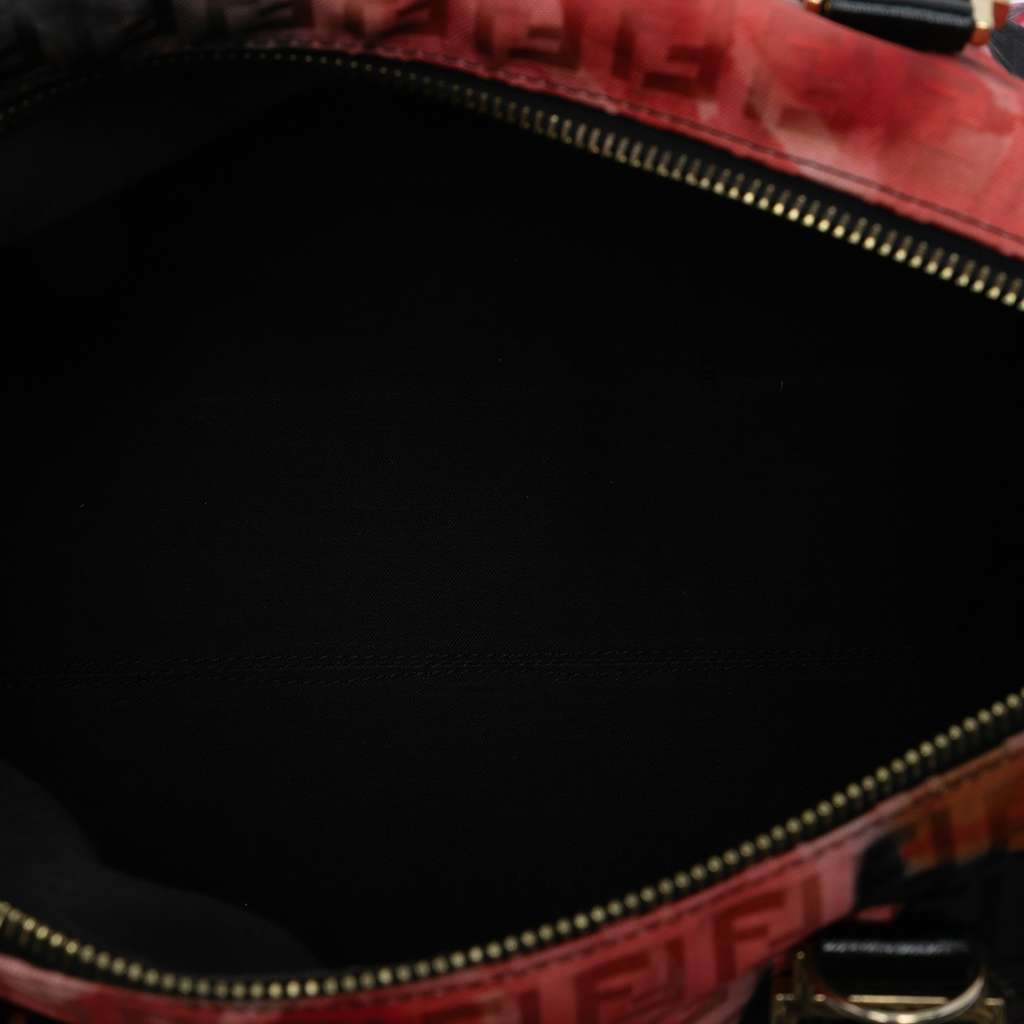 Fendi Zucchino Canvas Forever Floral Boston Bag Red Canvas Good condition - Model View