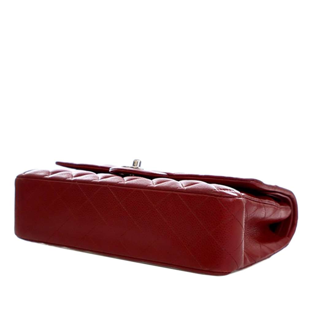 Chanel Medium Classic Caviar Double Flap Red Leather Good condition - Model View