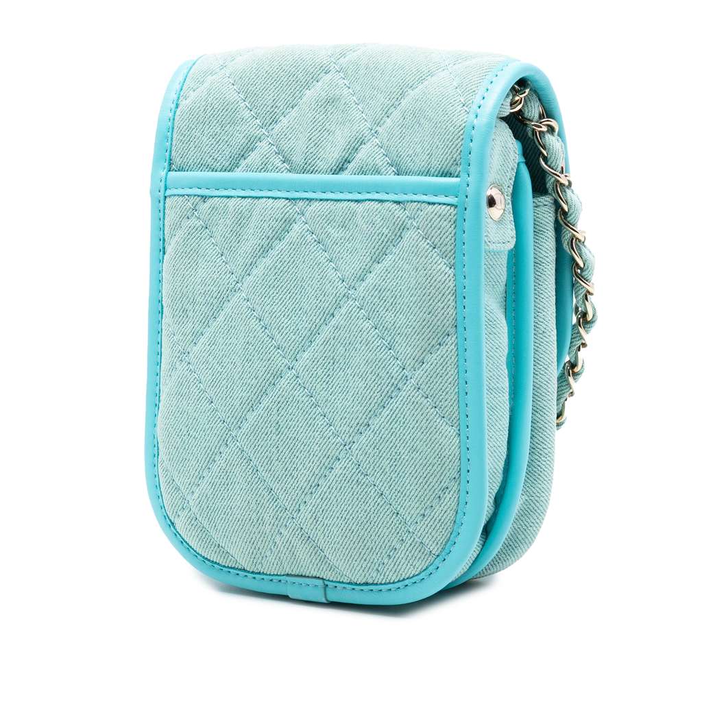 Chanel Mini CC Quilted Denim Crossbody Blue Denim Good condition - Back View