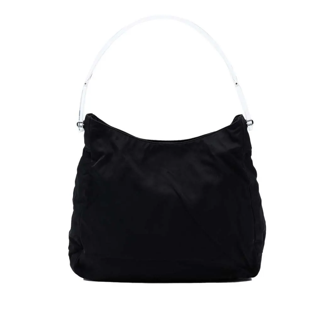 Prada Tessuto Acrylic Handle Bag Black Very good - Front View