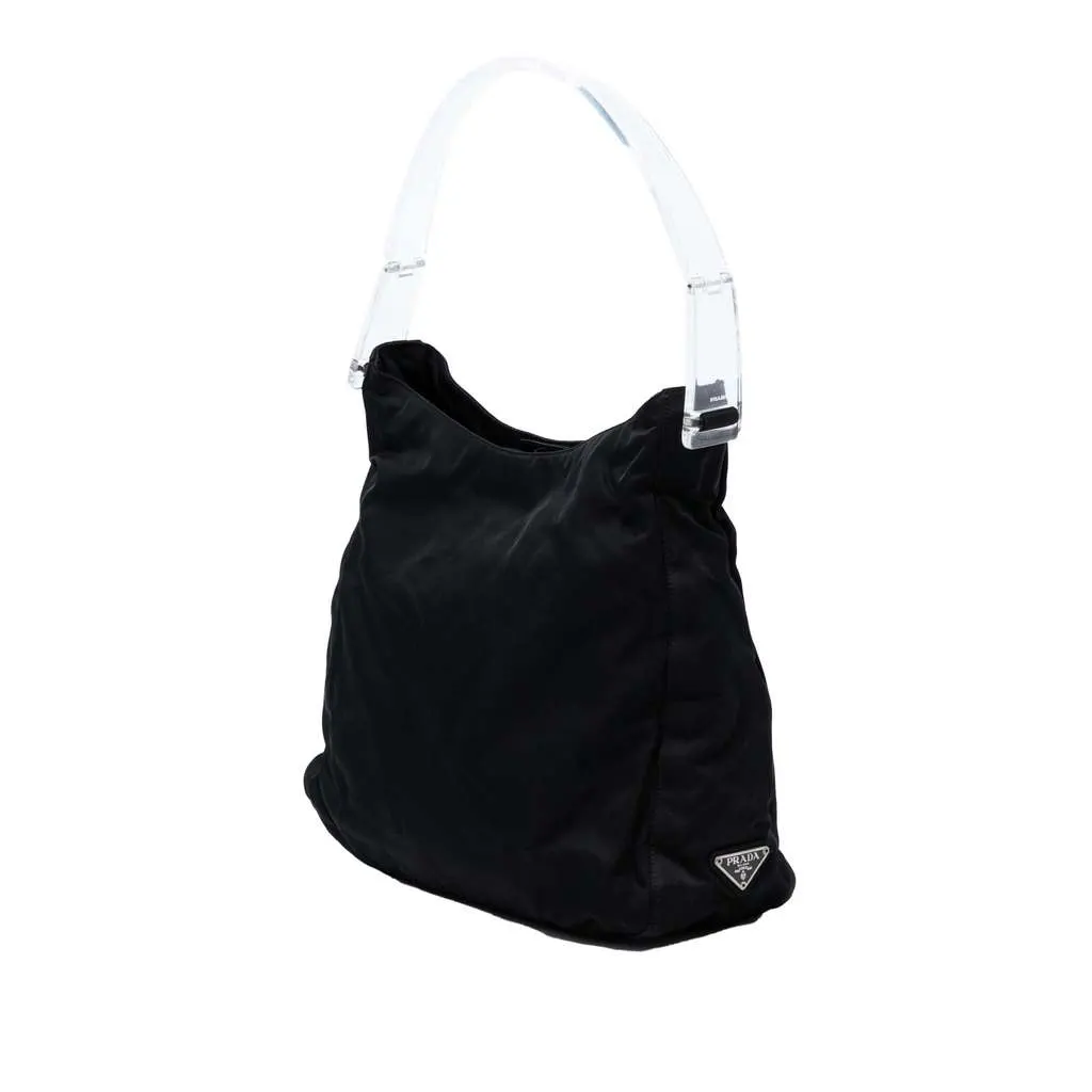 Prada Tessuto Acrylic Handle Bag Black Very good - Back View
