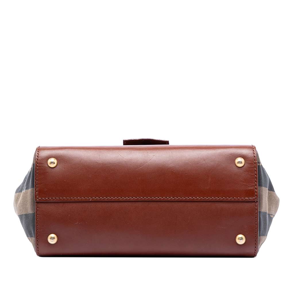 Fendi Leather and Pequin Canvas Silvana Satchel Brown Leather Good condition - Inside View