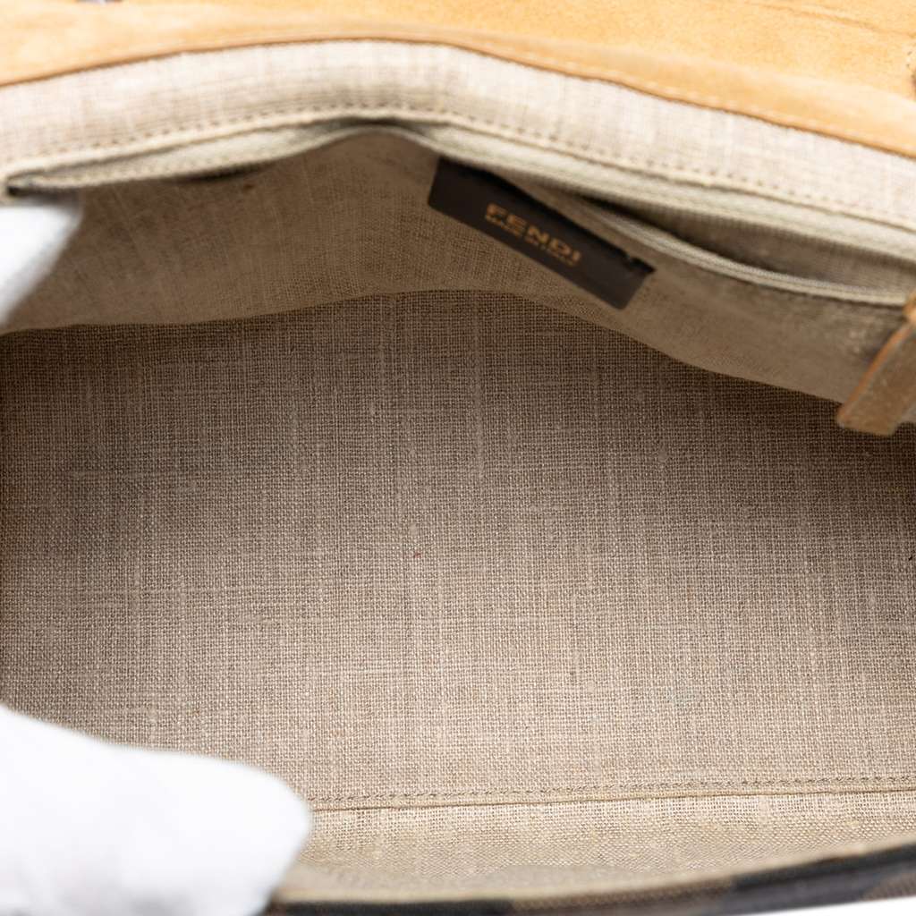 Fendi Leather and Pequin Canvas Silvana Satchel Brown Leather Good condition - Model View