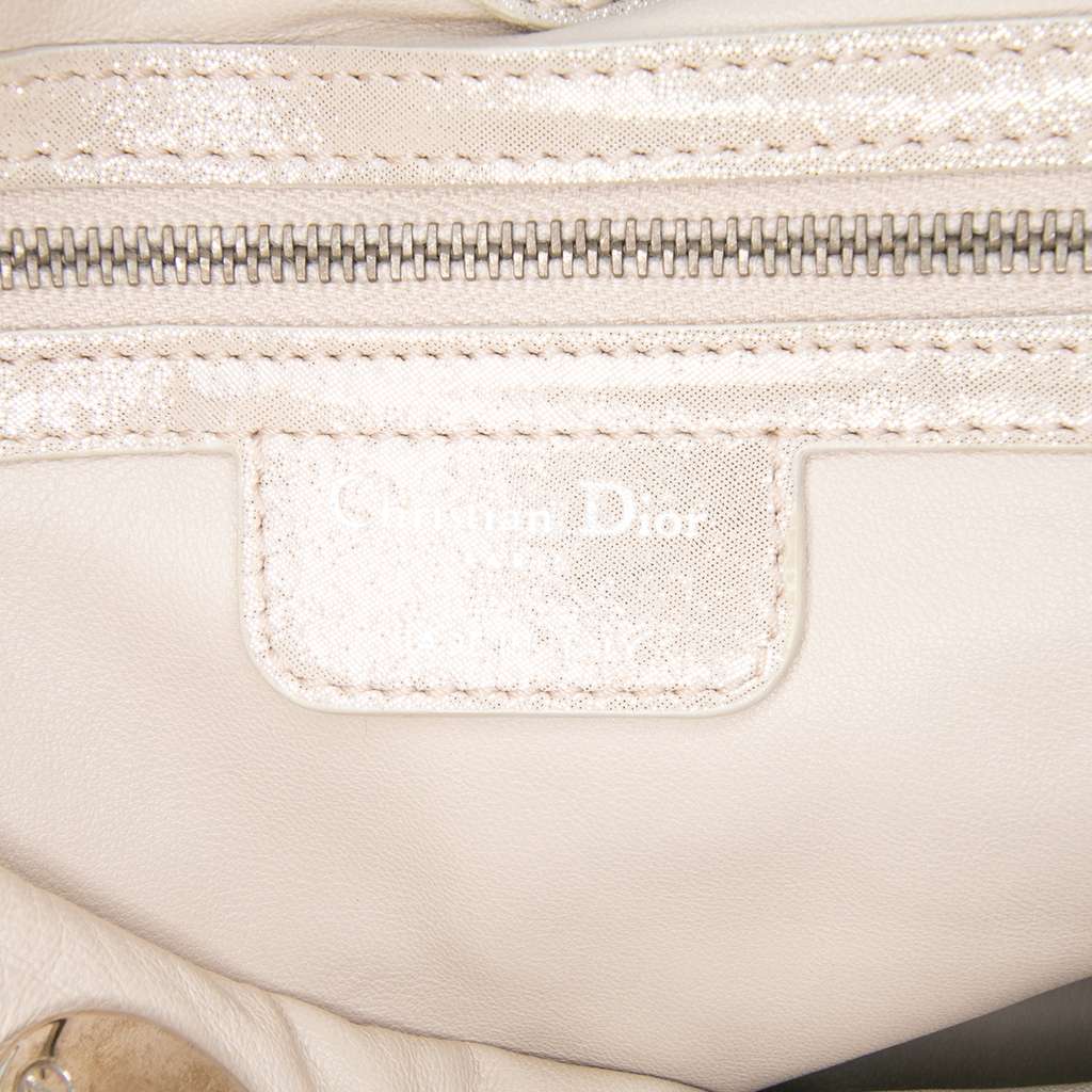 Dior Medium Woven Iridescent Calfskin Soft Lady Dior Silver Leather Good condition - Box View