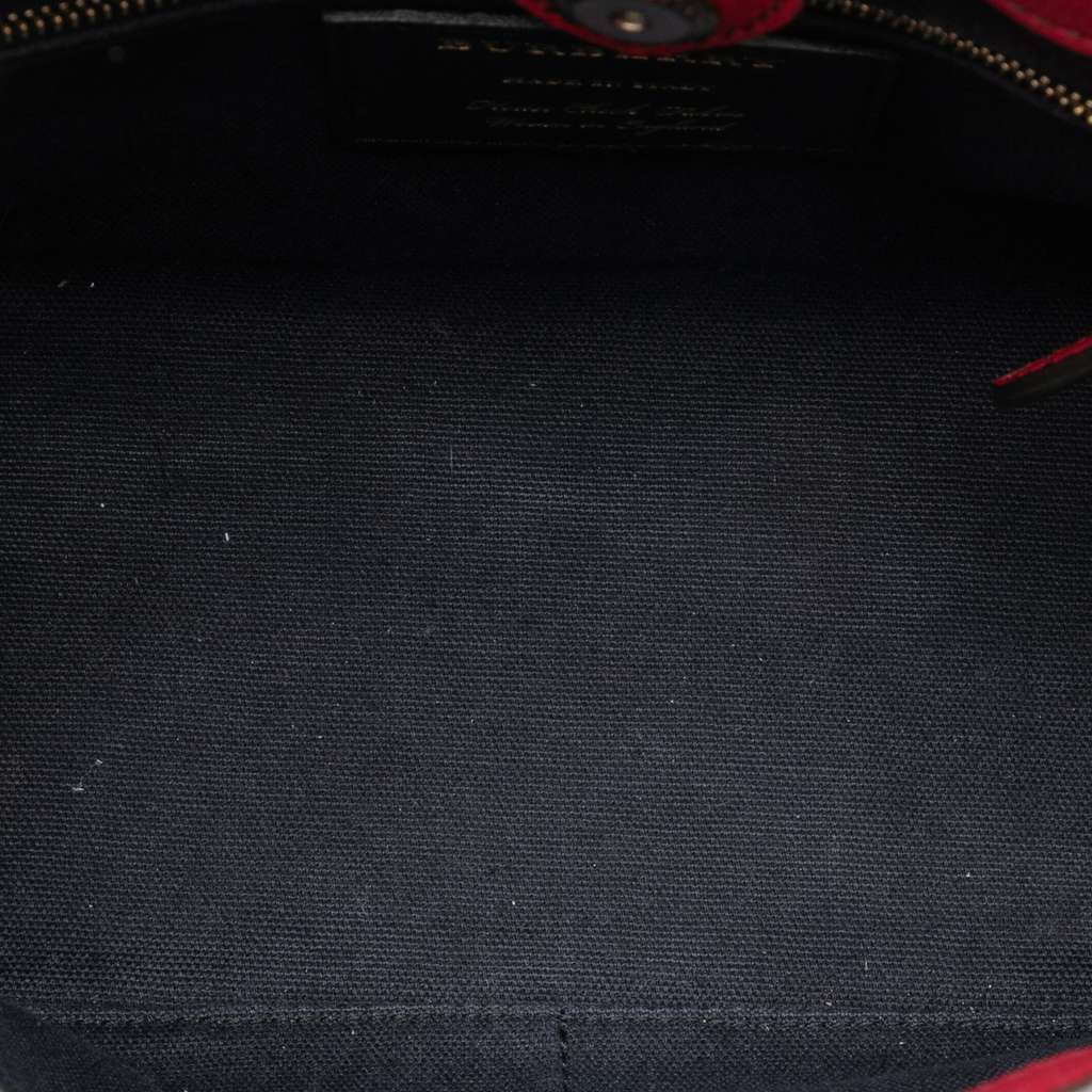 Burberry Small Grainy Calfskin and House Check Banner Satchel Red Leather Good condition - Model View