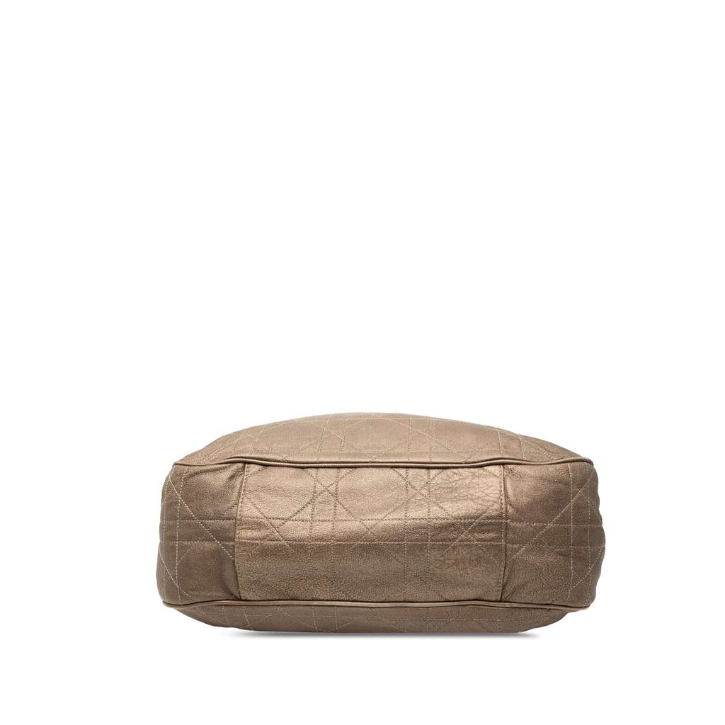 Dior Lambskin Cannage Drawstring Hobo Brown Leather Good condition - Inside View