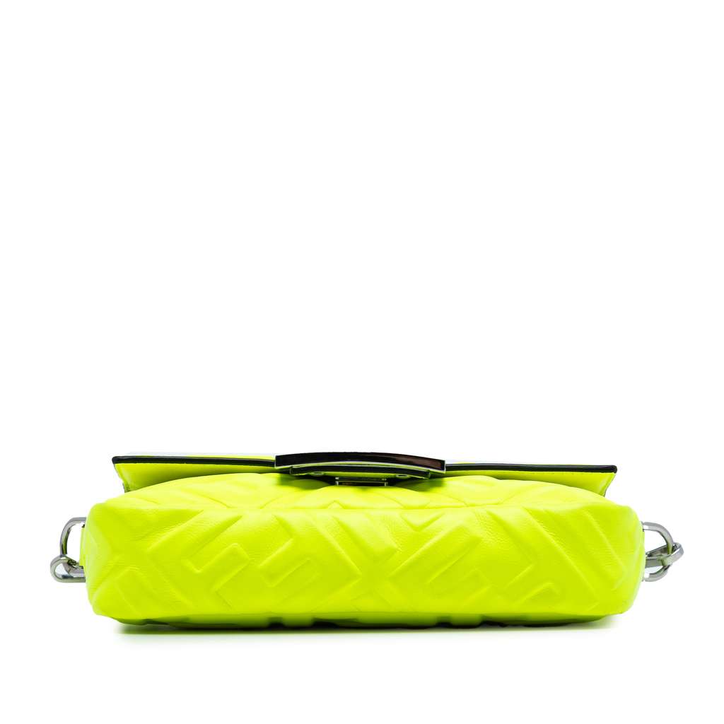 Fendi Mini Zucca Embossed Leather Baguette Satchel Yellow Leather Good condition - Inside View