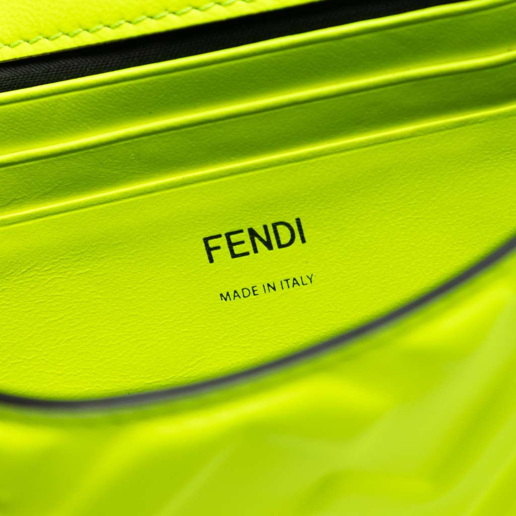 Fendi Mini Zucca Embossed Leather Baguette Satchel Yellow Leather Good condition - Box View