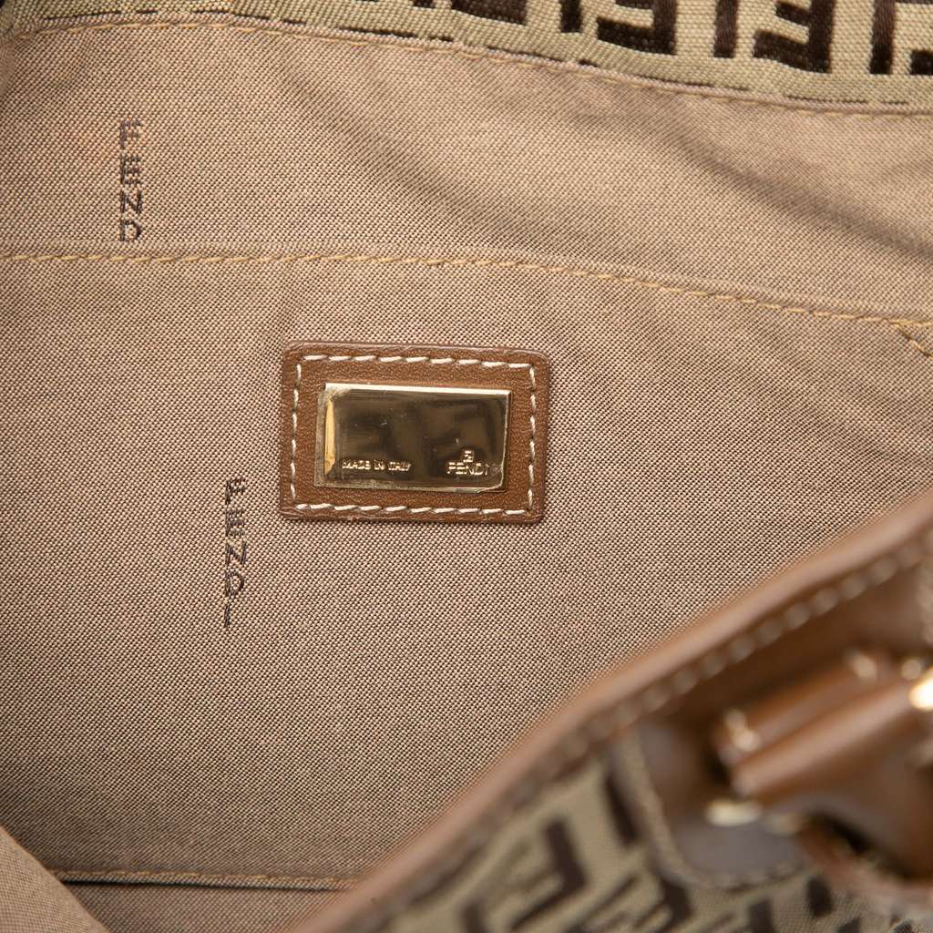 Fendi Zucchino Canvas Chef Front Pocket Shopping Tote Brown Canvas Good condition - Box View