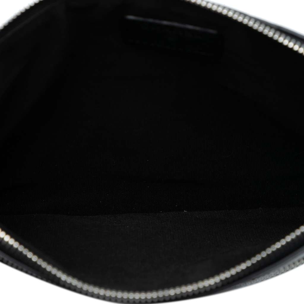 Chanel CC Quilted Lambskin Multi Zip Clutch Black Leather Good condition - Model View