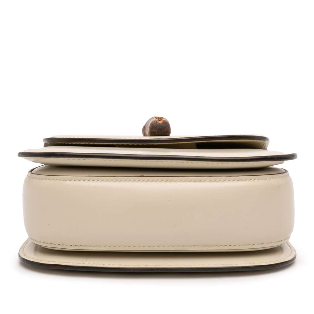 Gucci Mini Calfskin 1947 Bamboo Top Handle Bag White Leather Good condition - Inside View