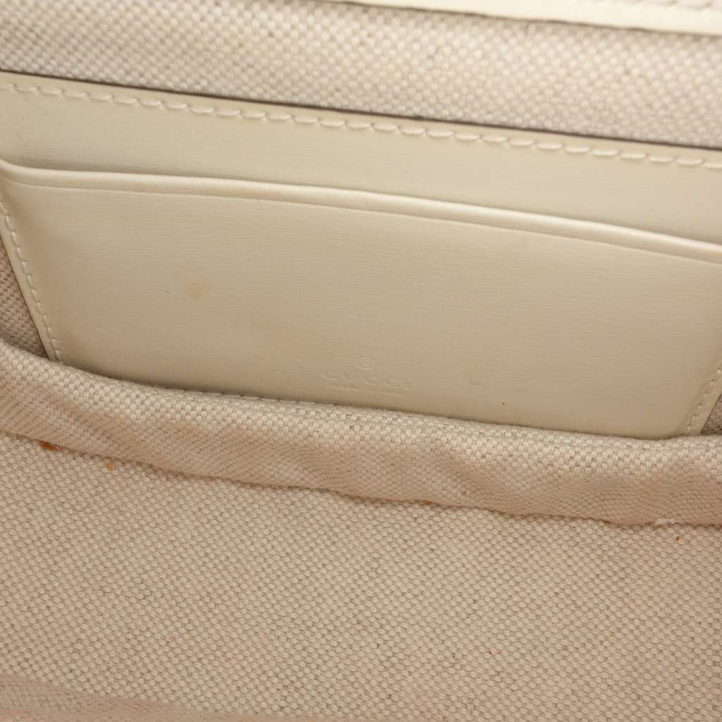 Gucci Mini Calfskin 1947 Bamboo Top Handle Bag White Leather Good condition - Box View