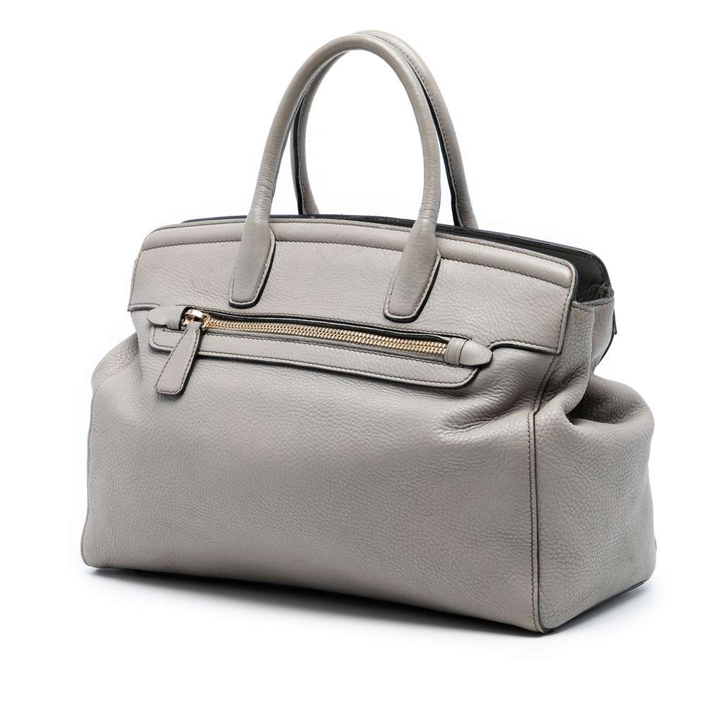 Prada Vitello Daino Satchel Grey Leather Good condition - Back View
