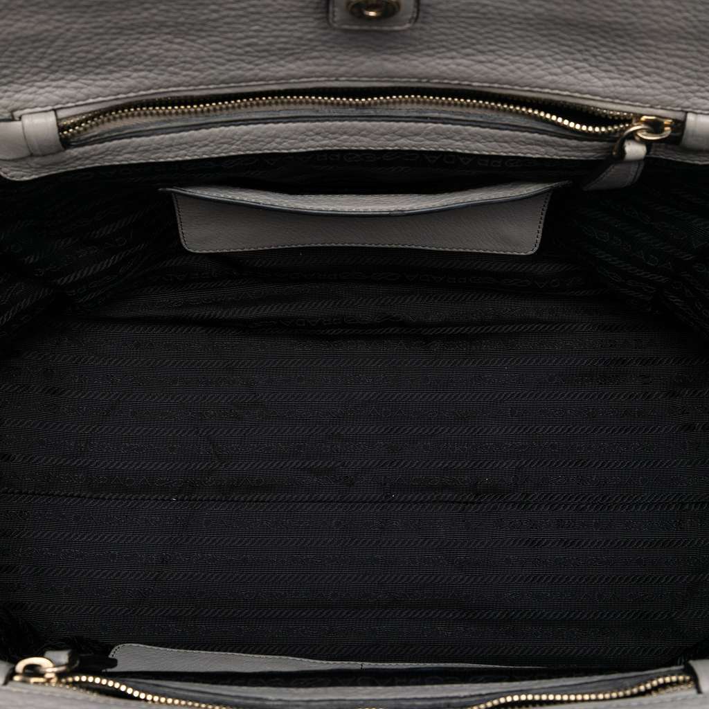 Prada Vitello Daino Satchel Grey Leather Good condition - Model View