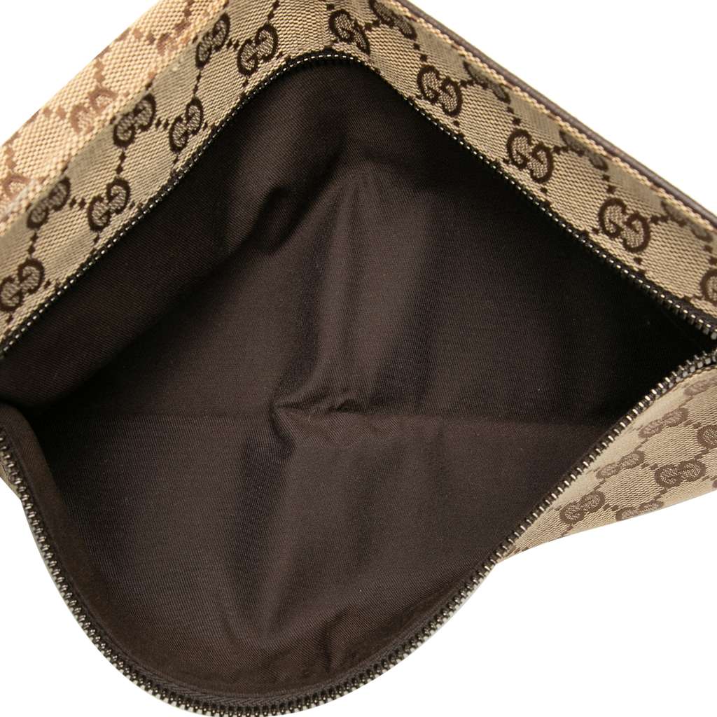 Gucci GG Canvas Web Double Pocket Belt Bag Brown Canvas Good condition - Model View
