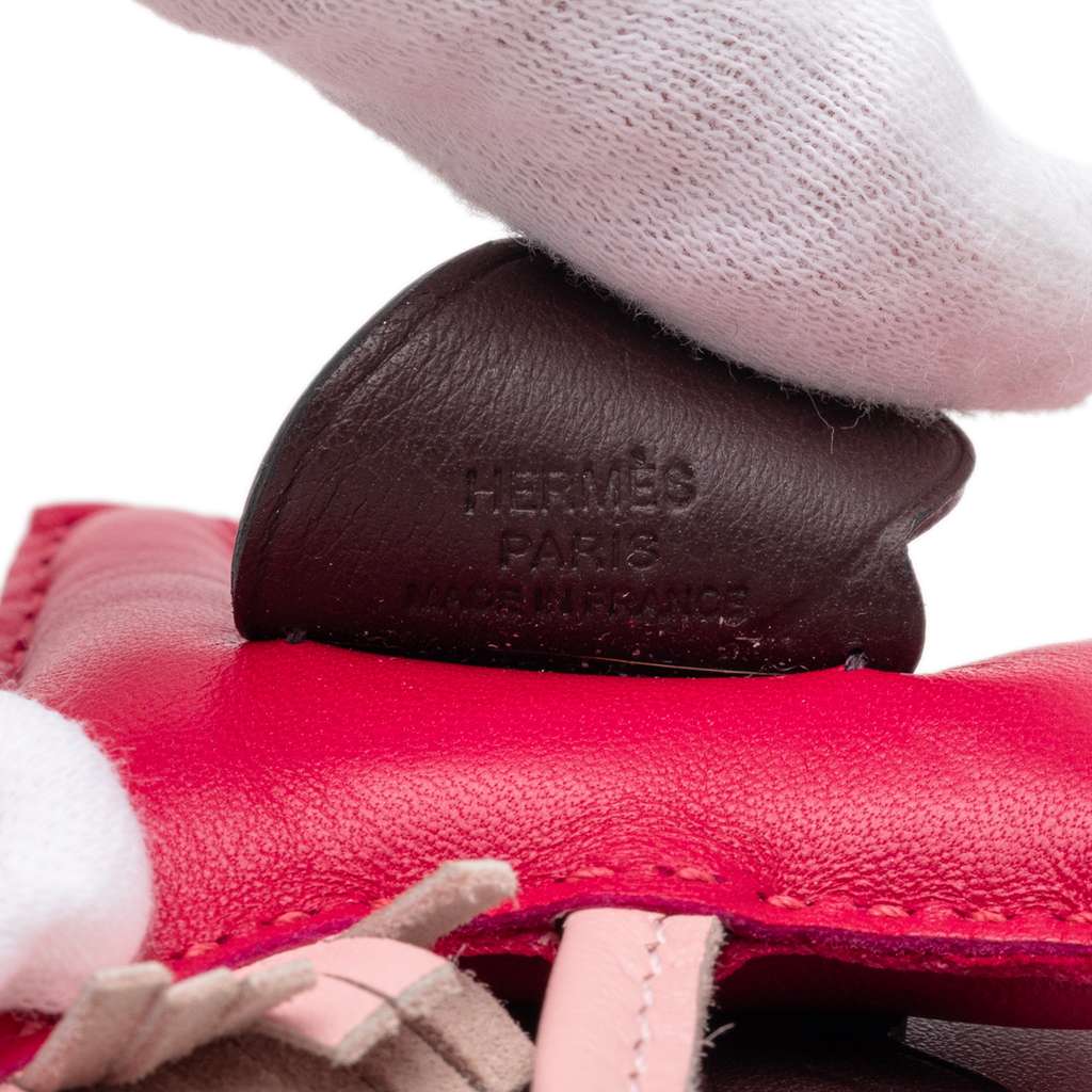 Hermès Milo Lambskin and Swift Grigri Rodeo Pegase Bag Charm PM Pink Leather Good condition - Inside View