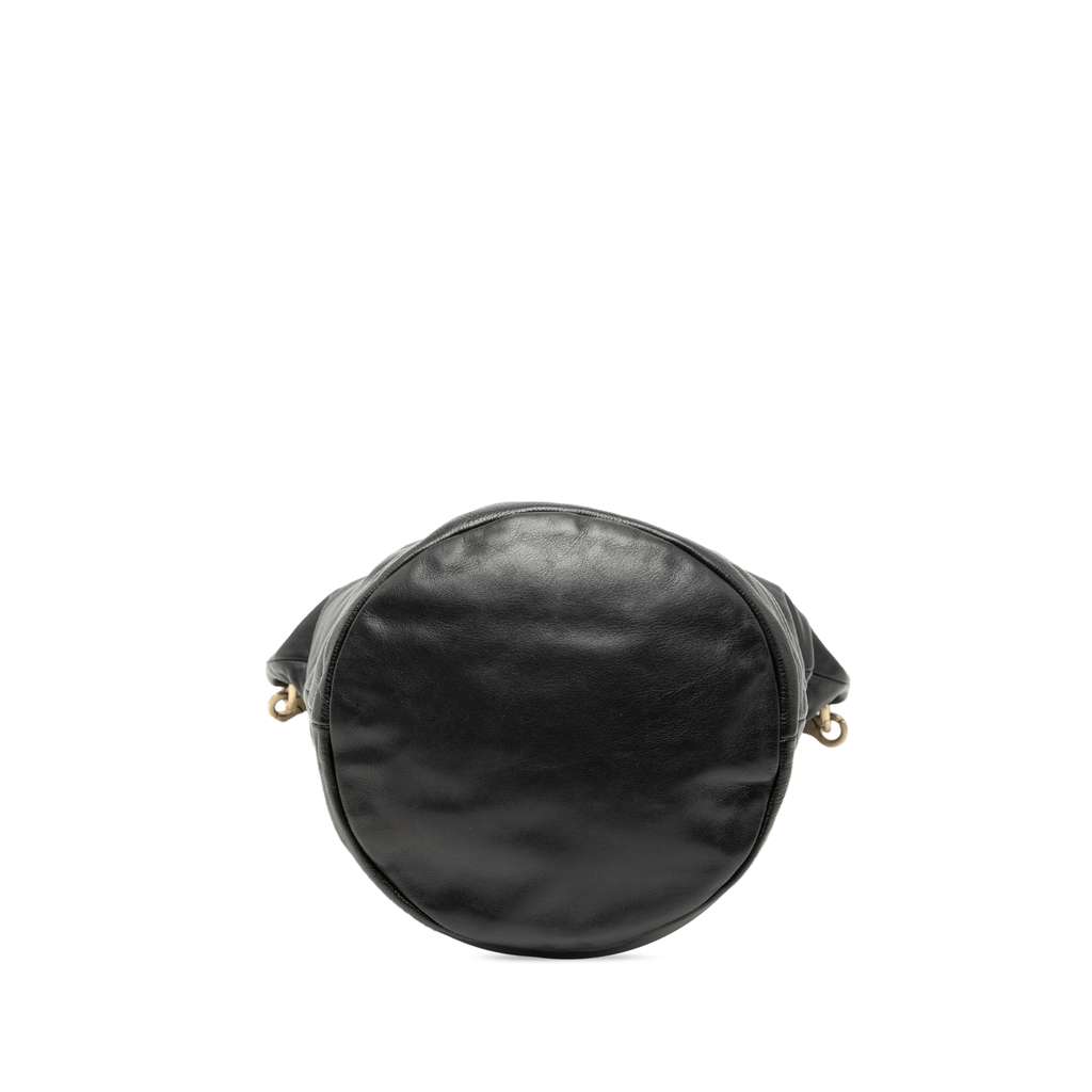 Chanel CC Lambskin Bucket Bag Black Leather Good condition - Inside View