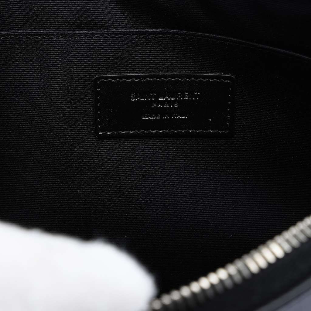 Saint Laurent Metallic Calfskin Robot Zipped Tablet Pouch Silver Leather Good condition - Box View