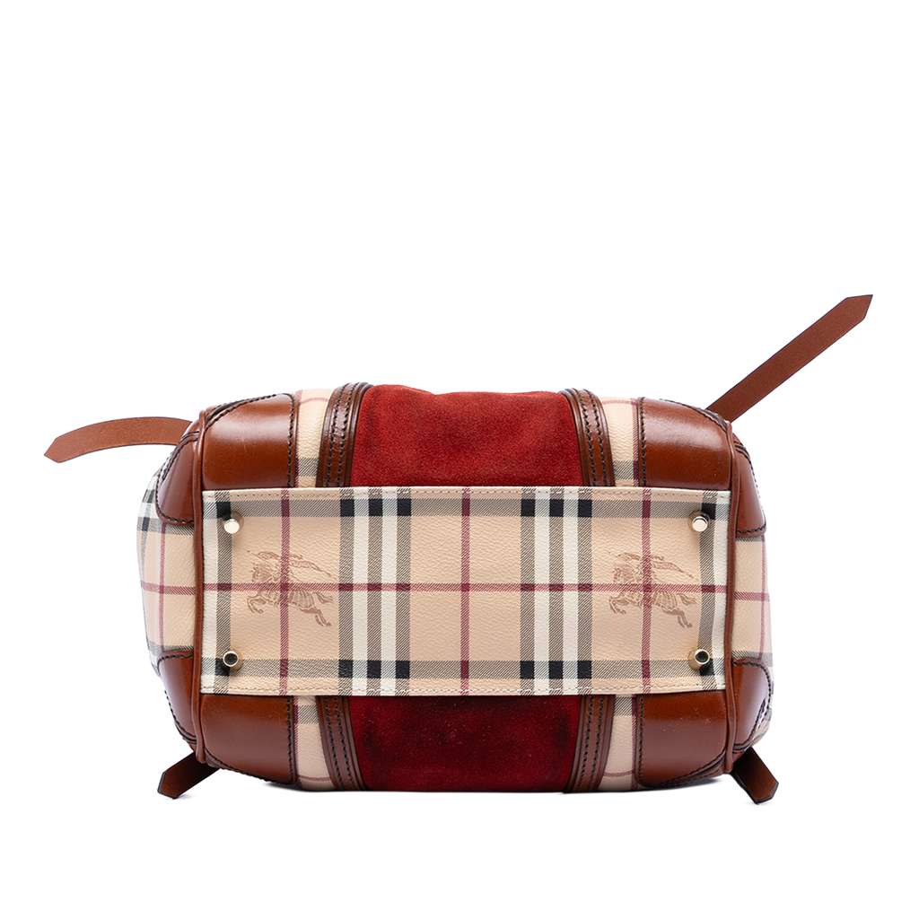 Burberry Small Suede Trimmed Haymarket Check Coated Canvas Canterbury Tote Brown Canvas Good condition - Inside View