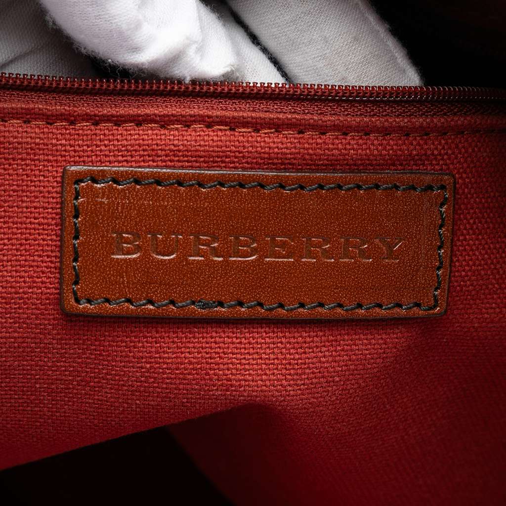 Burberry Small Suede Trimmed Haymarket Check Coated Canvas Canterbury Tote Brown Canvas Good condition - Box View