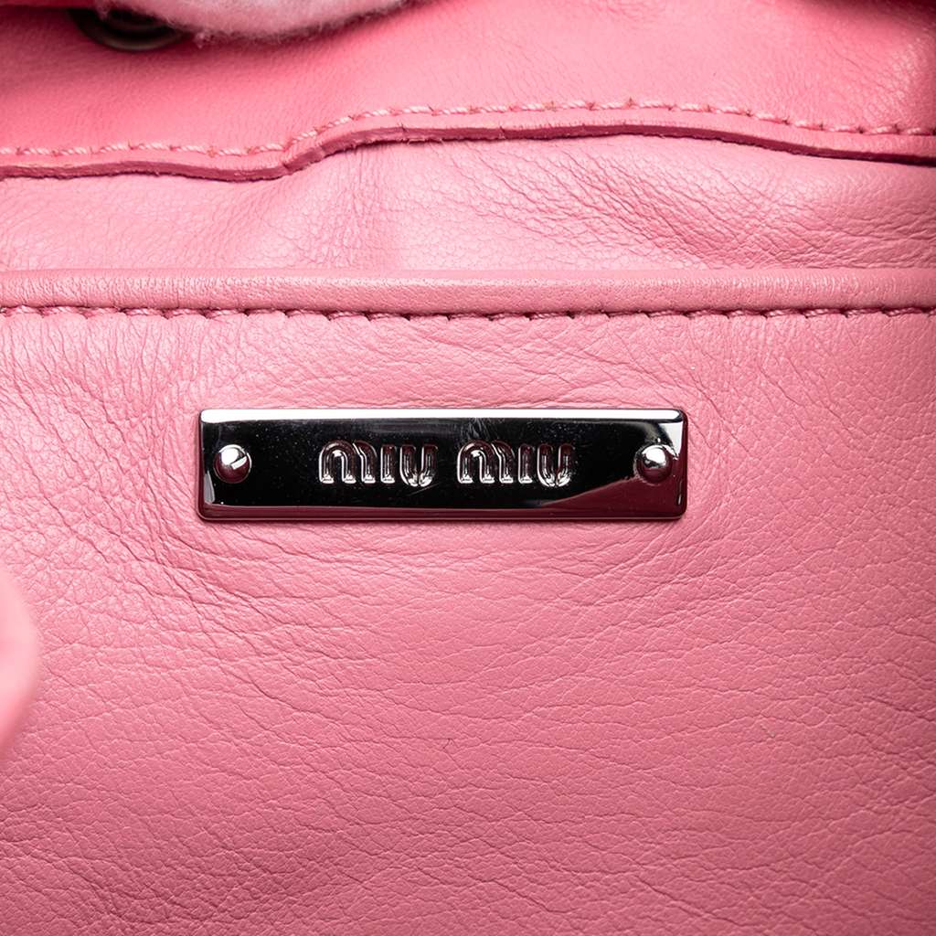 Miu Miu Jeweled Nappa Grommet Starlight Bucket Bag Pink Leather Good condition - Box View