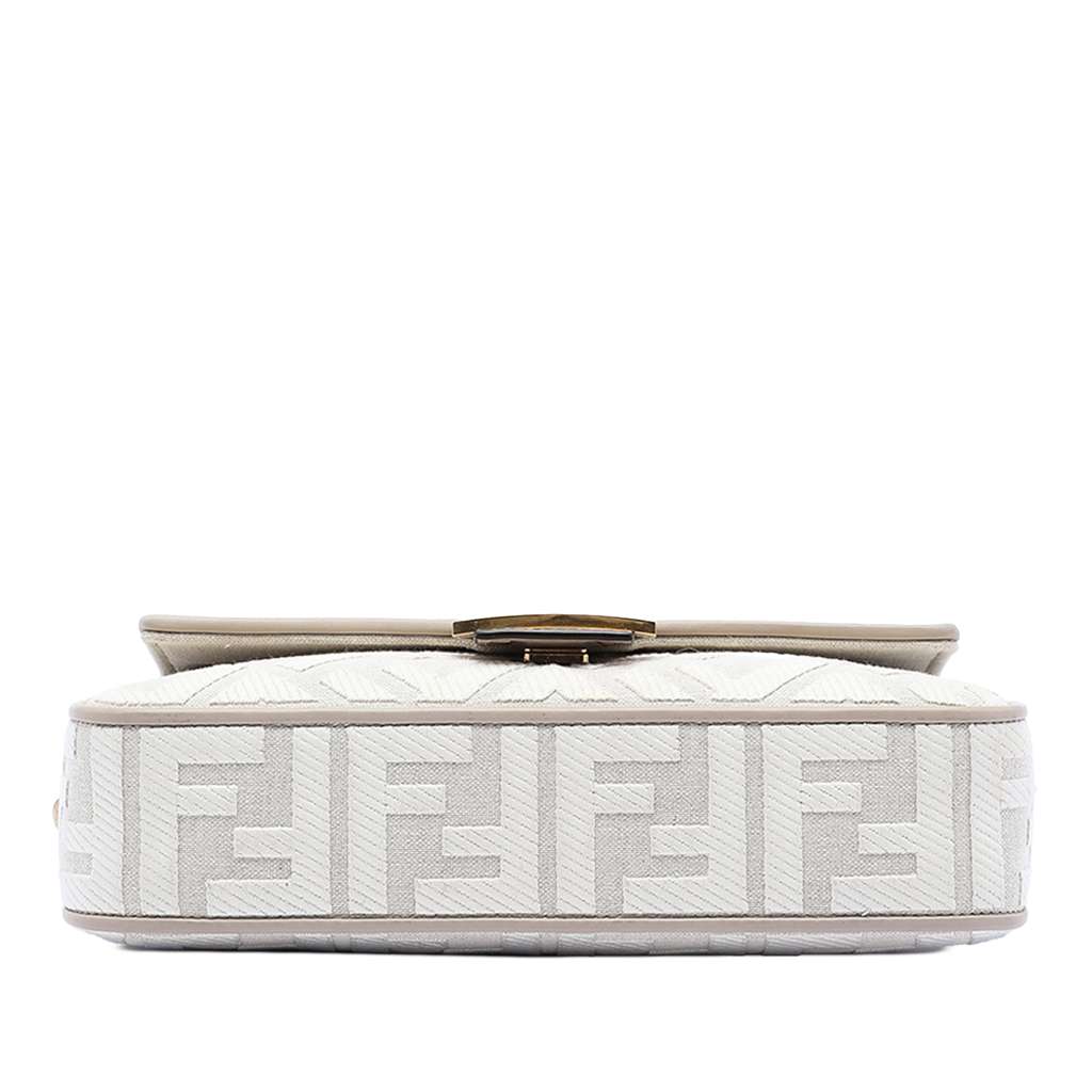 Fendi Zucca Embroidered Canvas Baguette Satchel Grey Canvas Good condition - Inside View