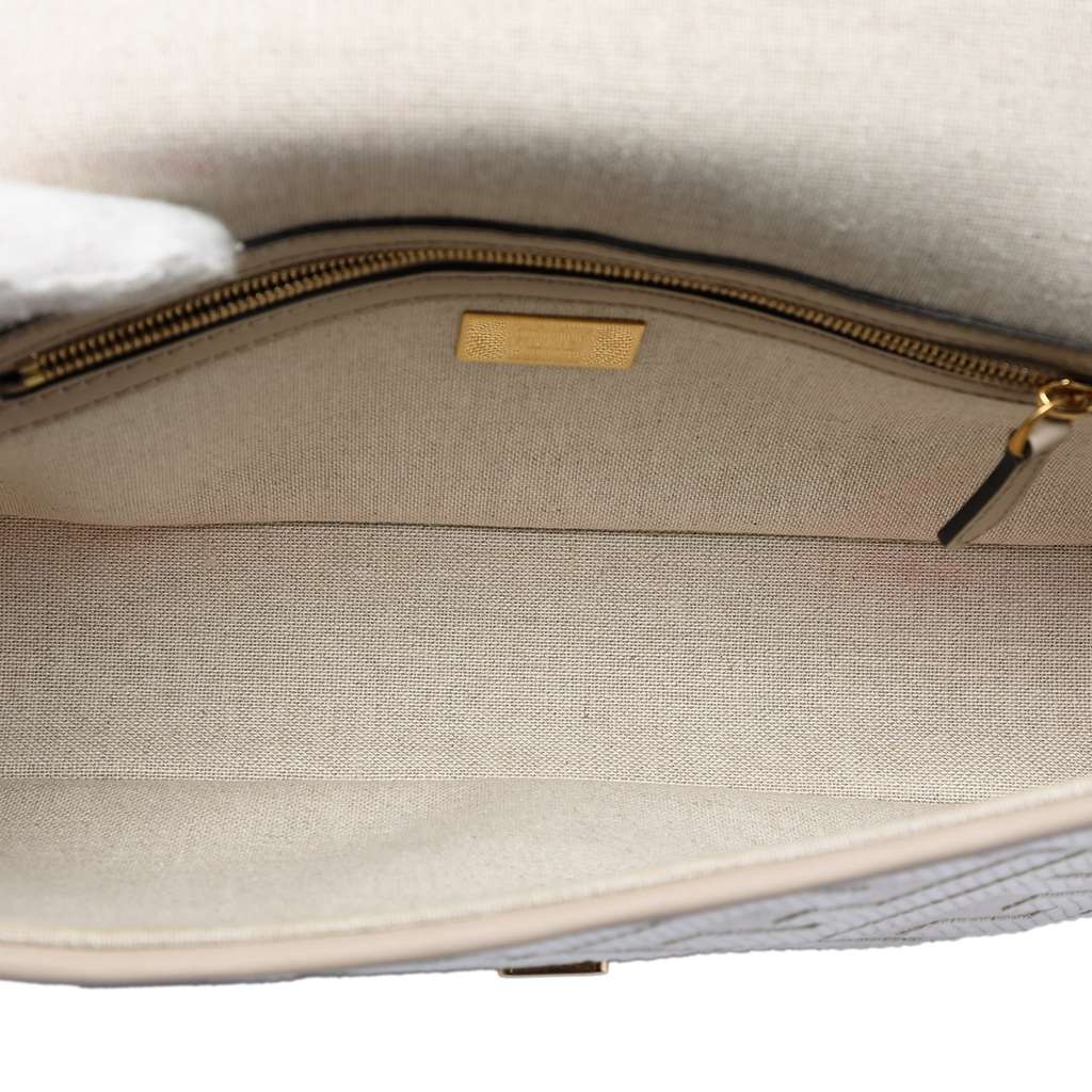 Fendi Zucca Embroidered Canvas Baguette Satchel Grey Canvas Good condition - Model View