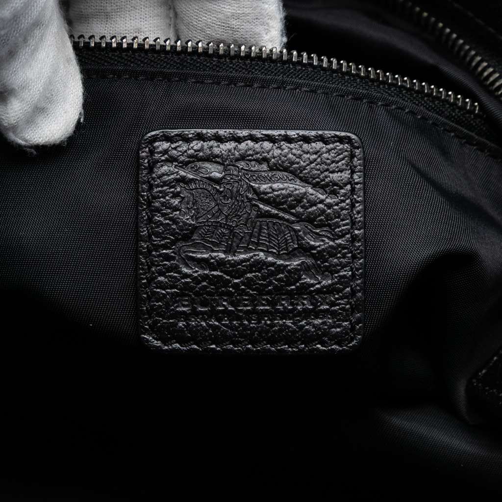 Burberry Tonal Check Nylon Shoulder Bag Black Good condition - Box View