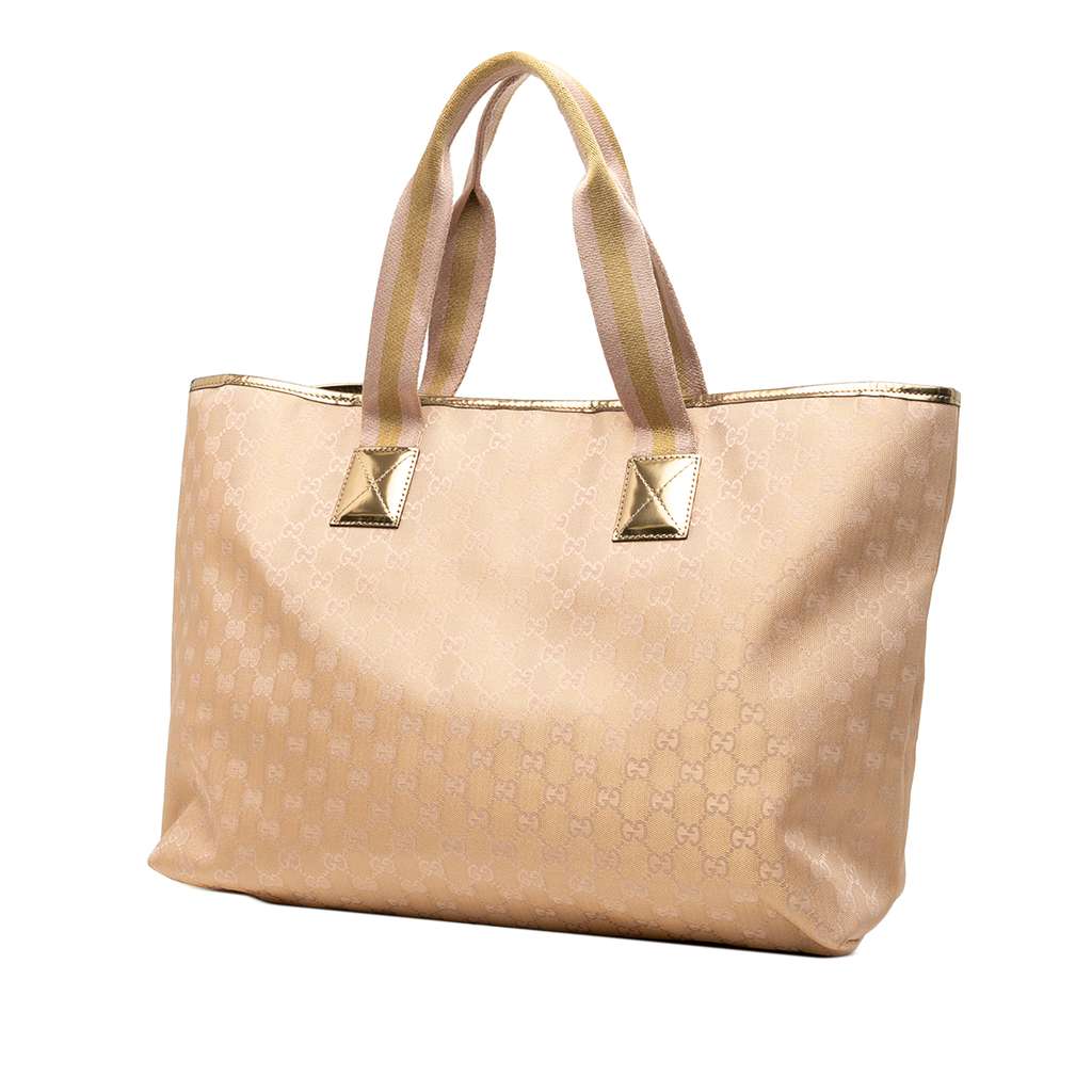 Gucci GG Canvas Web Tote Gold Canvas Good condition - Back View