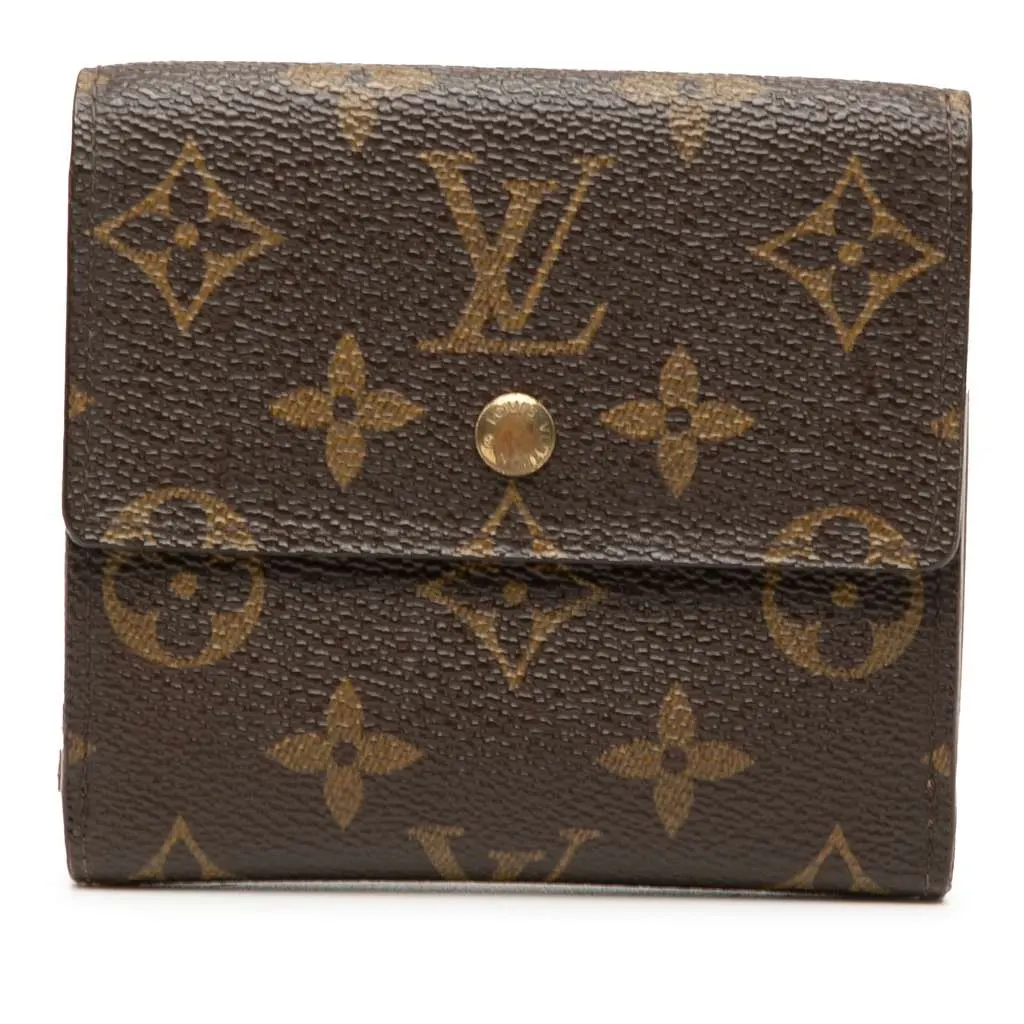 Louis Vuitton Monogram Portefuille Elise Trifold Wallet Brown Very good - Front View